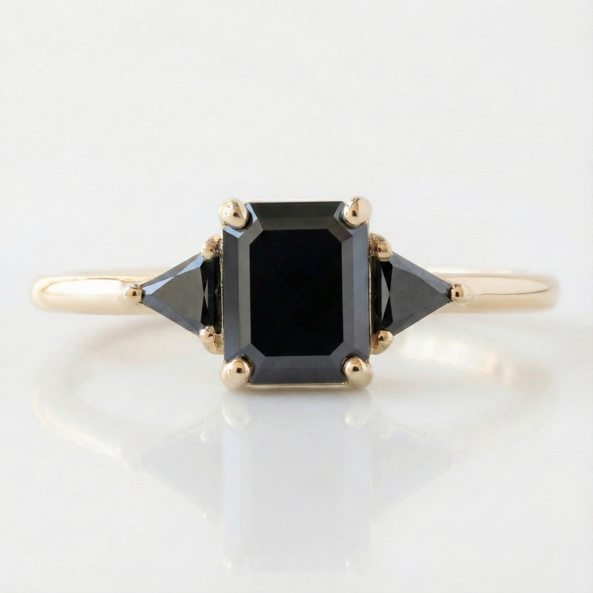 Emerald Cut Fancy Black Color Diamonds ring